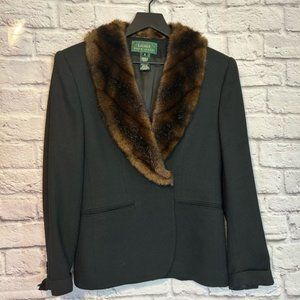 Vintage Ralph Lauren blazer with faux fur trim collar Size 6